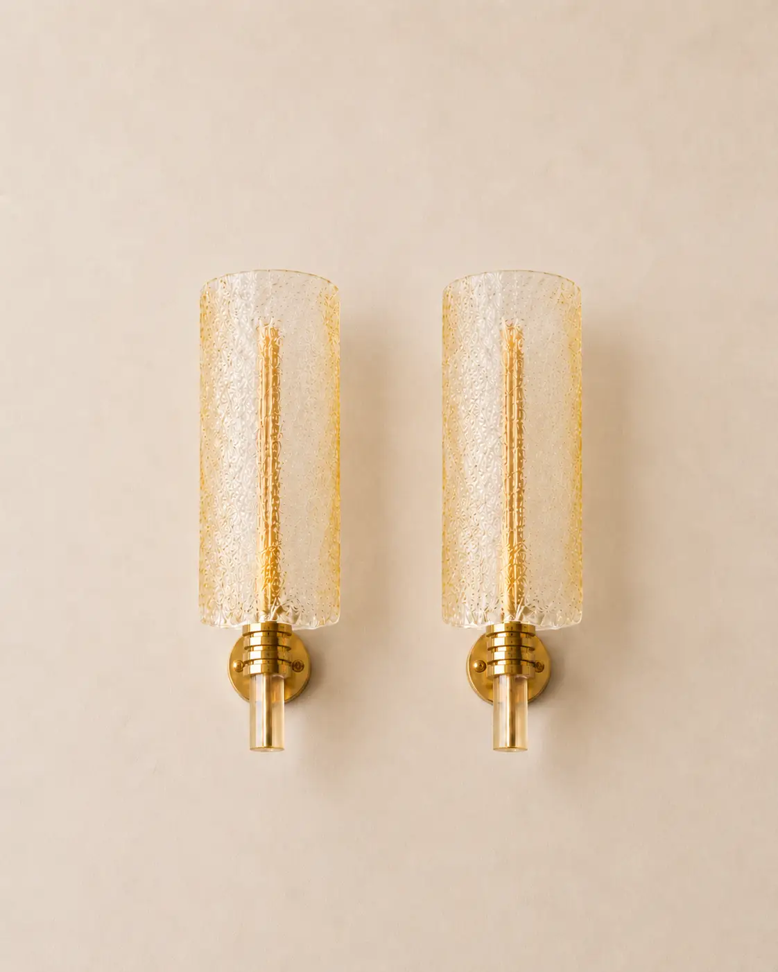 Barovier and Toso clear glass wall sconces.